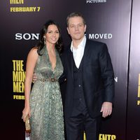 Matt Damon y Luciana Barroso en el estreno de 'Monuments Men' en Nueva York