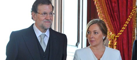 Mariano Rajoy y Elvira Fernández Balboa en la recepción al Cuerpo Diplomático 2014