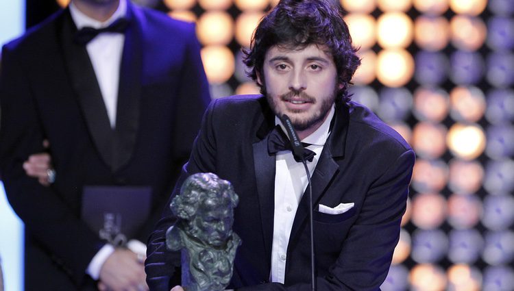 Javier Pereira recogiendo el Goya a mejor actor revelación