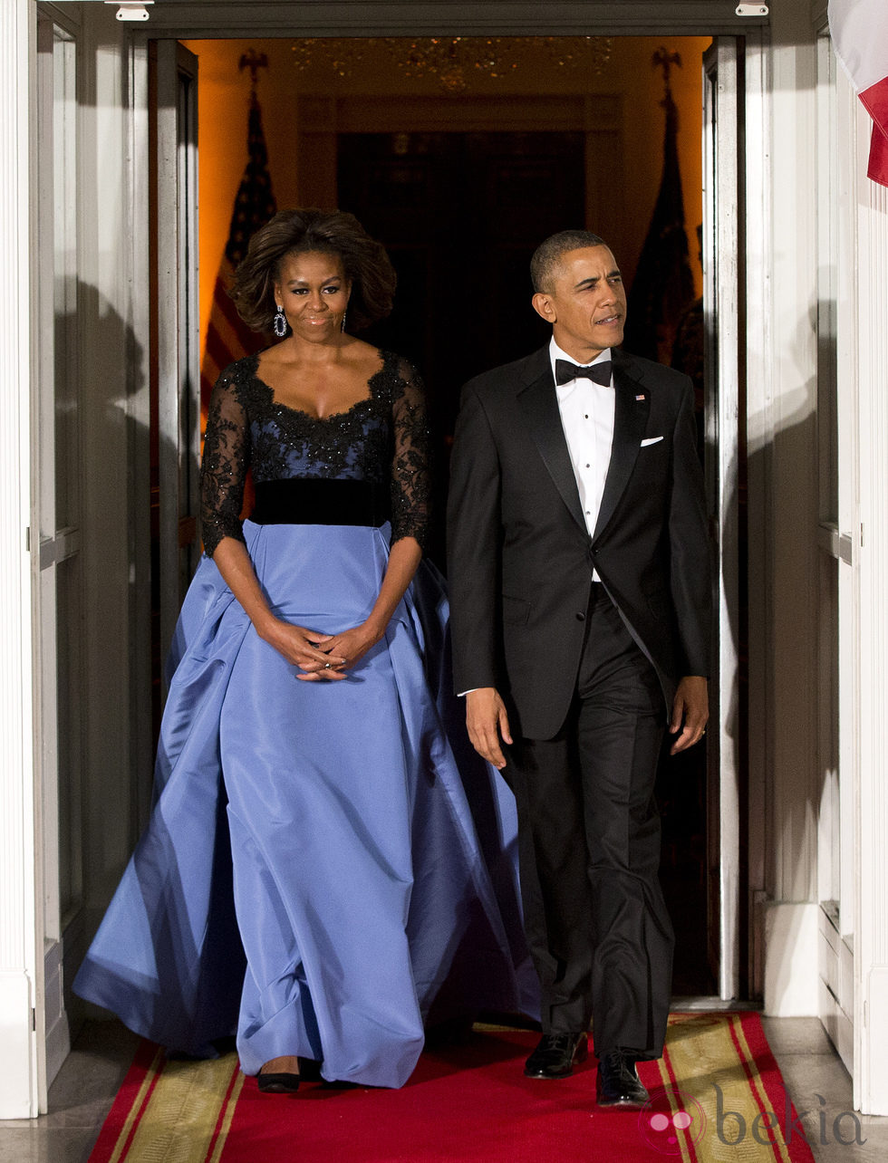 Barack y Michelle Obama en una cena de gala en honor a François Hollande
