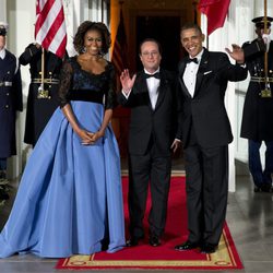 Barack y Michelle Obama con François Hollande en una cena de gala en la Casa Blanca