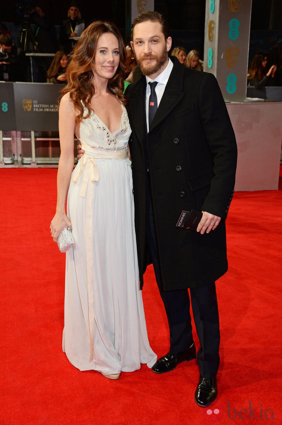 Kelly Marcel y Tom Hardy en la alfombra roja de los BAFTA 2014