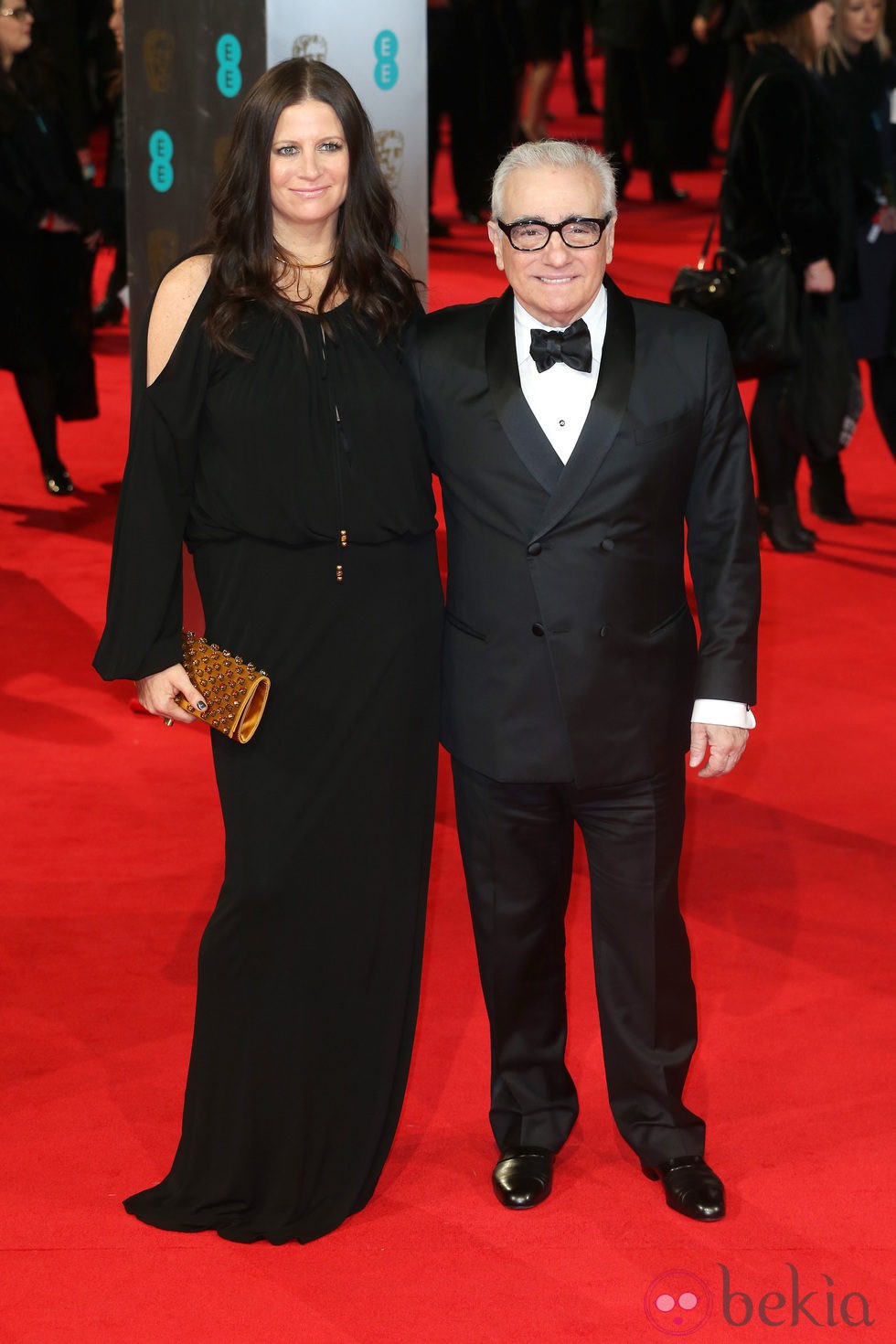 Helen Morris y Martin Scorsese en la alfombra roja de los BAFTA 2014