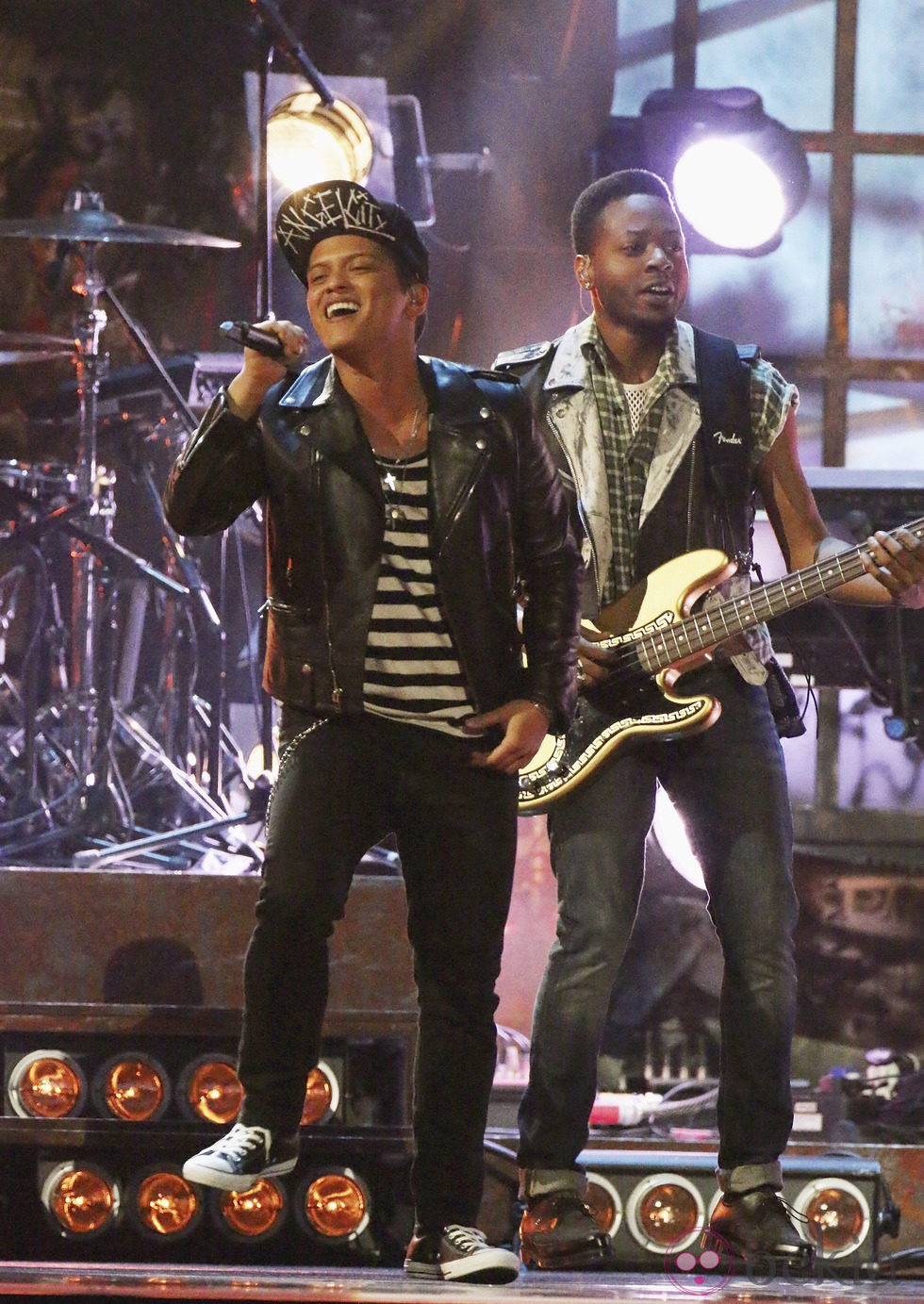 Bruno Mars durante su actuación en los Brit Awards 2014