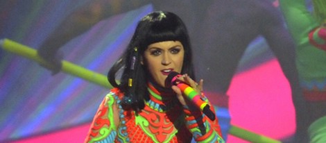 Katy Perry durante su actuación en los Brit Awards 2014