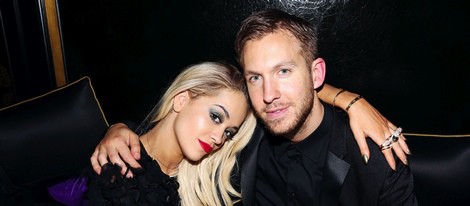 Rita Ora y Calvin Harris en una fiesta posterior a la entrega de los Brit Awards 2014