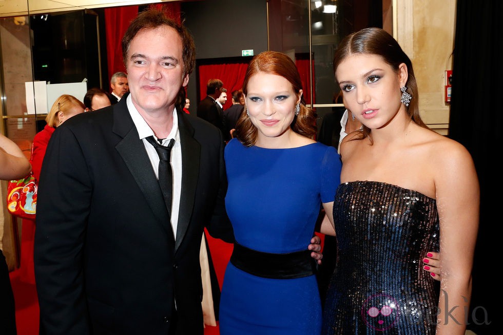 Quentin Tarantino, Lea Seydoux y Adèle Exarchopoulos en los Premios César 2014