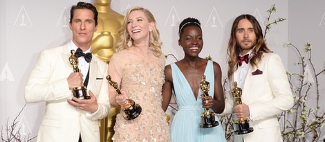 Matthew McConaughey, Cate Blanchett, Lupita Nyong'o y Jared Leto en los Oscar 2014