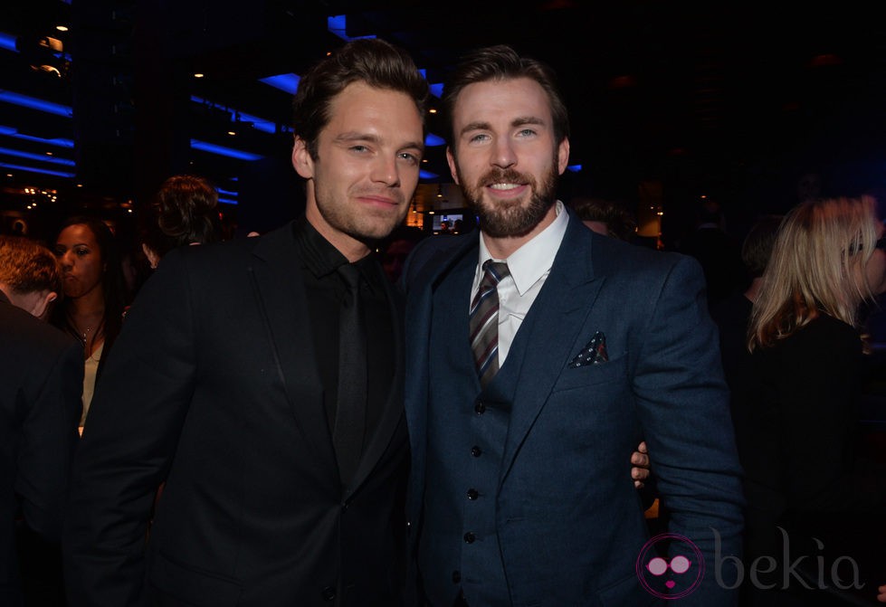 Sebastian Stan y Chris Evans en el estreno de 'Capitán América: El Soldado de Invierno'