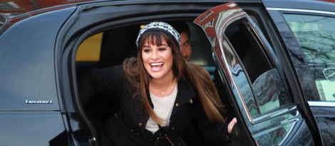 Lea Michele grabando 'Glee' en Nueva York