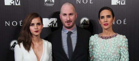 Emma Watson, Darren Aronofsky y Jennifer Connelly en el estreno de 'Noé' en Madrid