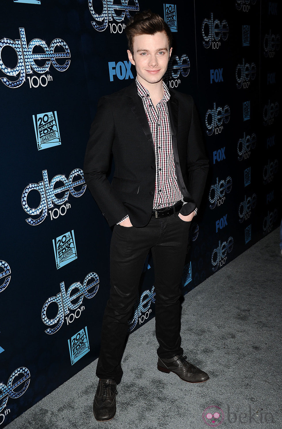 Chris Colfer en la fiesta del episodio 100 de 'Glee'
