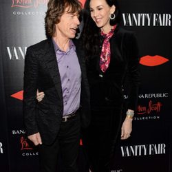 Mick Jagger y la diseñadora L'Wren Scott en la presentación de su colección 2013