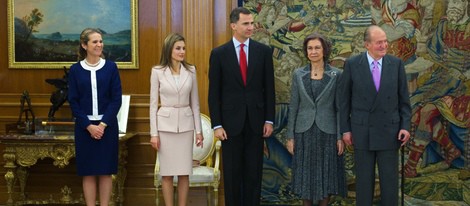 Los Reyes, los Príncipes Felipe y Letizia y la Infanta Elena en la entrega de la Gran Cruz del Mérito Deportivo