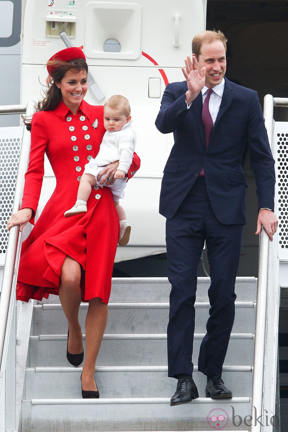 Los Duques de Cambridge y el Príncipe Jorge a su llegada a Nueva Zelanda