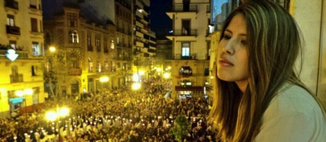 Chabelita Pantoja viendo las procesiones de Sevilla en la Semana Santa 2014
