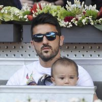 David Villa con su hijo Luca en el Charity Day del Open de Madrid 2014