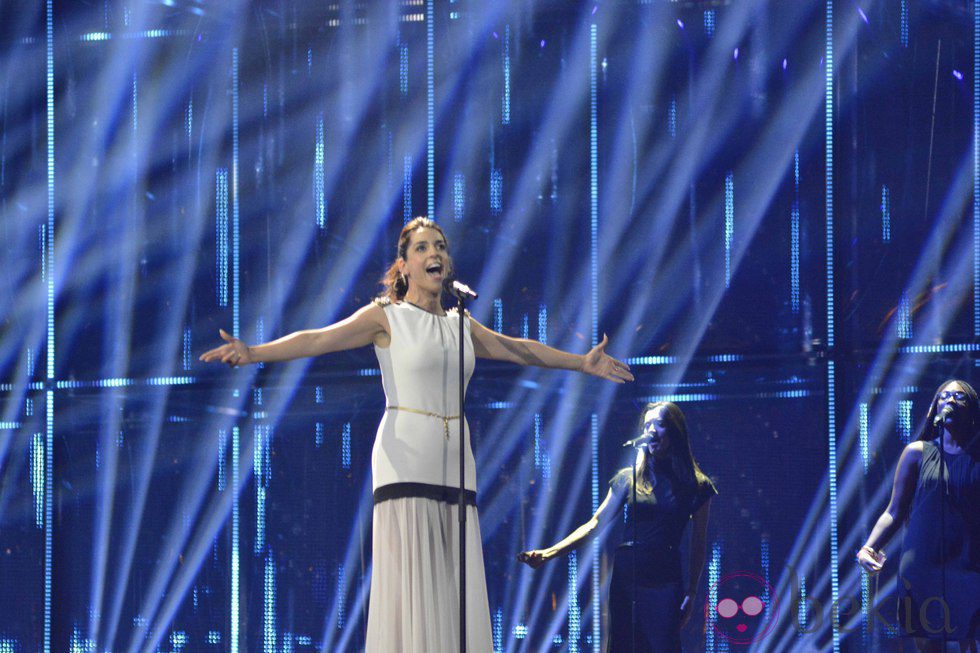 Ruth Lorenzo durante los primeros ensayos en el escenario de Eurovisión 2014