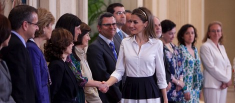 La Princesa Letizia saluda en una audiencia en La Zarzuela