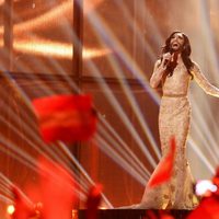 Conchita Wurst durante su actuación en el Festival de Eurovisión 2014