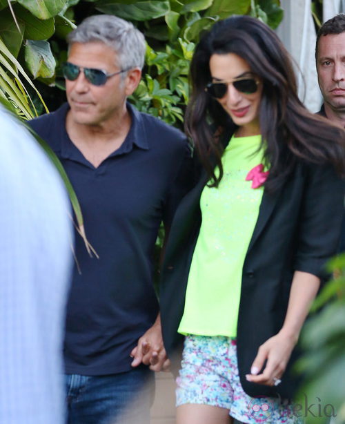 George Clooney y Amal Alamuddin a la llegada del restaurante Cafe Habana