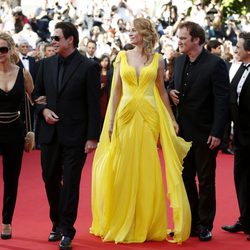 Kelly Preston, John Travolta, Uma Thurman y Quentin Tarantino en el Festival de Cannes 2014