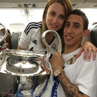 Ángel Di María y Jorgelina Cardoso con la décima Champions del Real Madrid