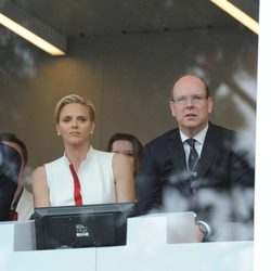 Los Príncipes Alberto y Charlene de Mónaco en el Gran Premio de Mónaco 2014