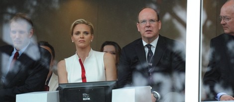 Los Príncipes Alberto y Charlene de Mónaco en el Gran Premio de Mónaco 2014