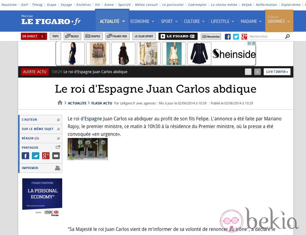 La abdicación del Rey en Le Figaro