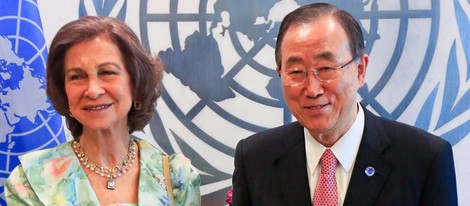 La Reina Sofía con Ban Ki-moon en la ONU