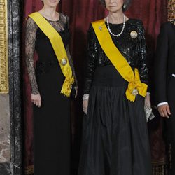 La Princesa Letizia y la Reina Sofía en la cena de gala al presidente de México y su esposa en el Palacio Real