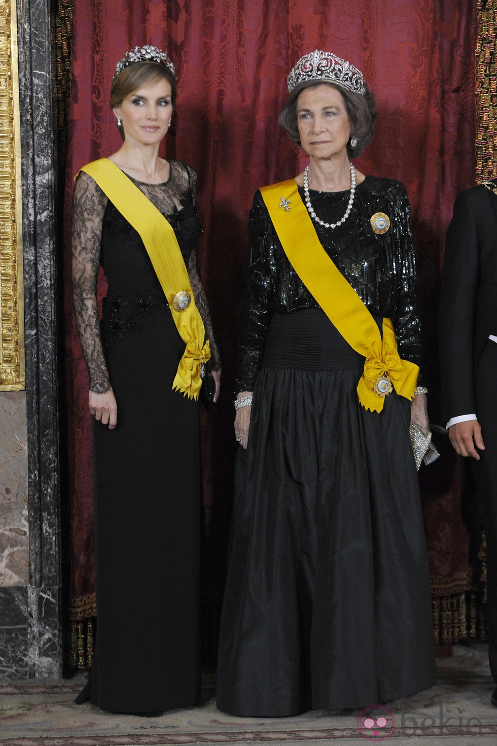 La Princesa Letizia y la Reina Sofía en la cena de gala al presidente de México y su esposa en el Palacio Real