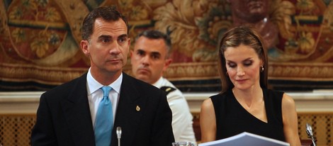 Los Príncipes Felipe y Letizia en la reunión de los Patronatos de la Fundación Príncipe de Asturias