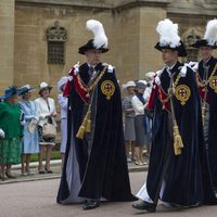El Príncipe de Gales, el Duque de Cambridge, el Duque de York y el Conde de Wessex en la Orden de la Jarretera 2014
