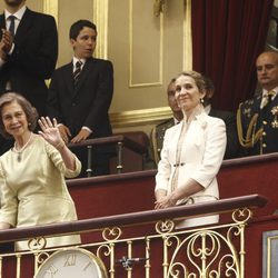 La Reina Sofía, la Infanta Elena y Felipe de Marichalar en la proclamación del Rey Felipe VI
