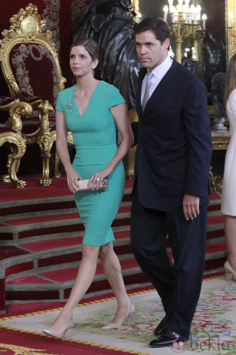 Luis Alfonso de Borbón y Margarita Vargas en la primera recepción de los Reyes Felipe y Letizia