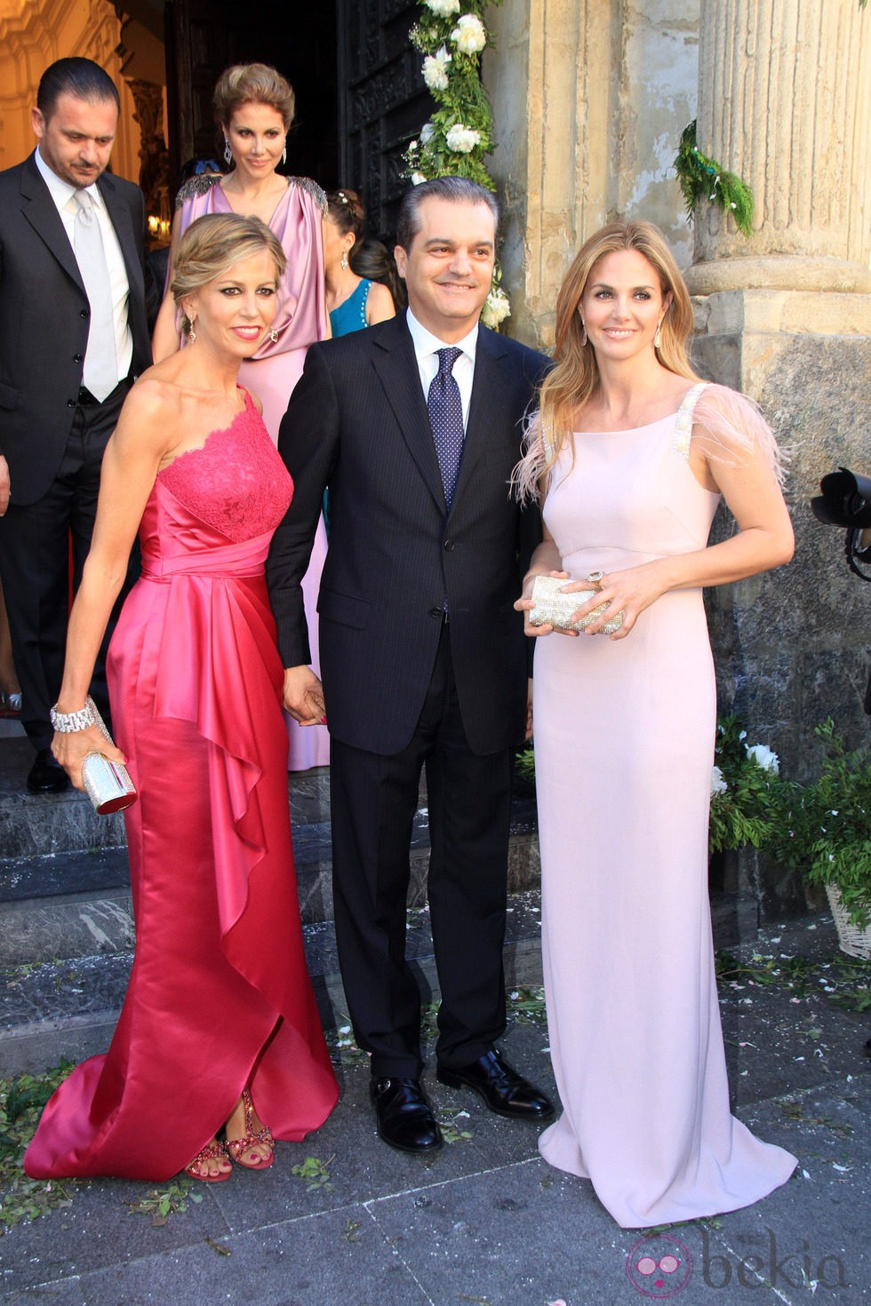 Genoveva Casanova, Ramón García y Patricia Cerezo en la boda de Verónica Cuevas y Manuel del Pino
