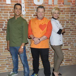 Yayo Daporta, Alberto Chicote y Susi Díaz en la presentación de la segunda edición de 'Top Chef'