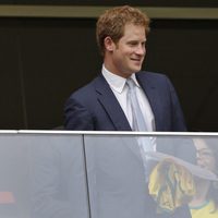 Harry de Inglaterra viendo el encuentro entre Brasil y Camerún del Mundial 2014