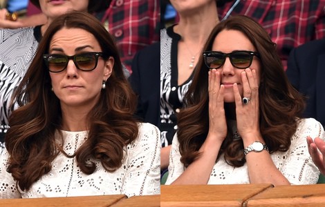 Kate Middleton pone cara de contrariedad en el partido de Andy Murray en Wimbledon 2014