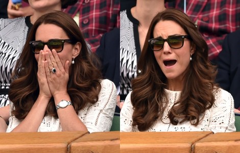 Kate Middleton abre la boca angustiada en el partido de Andy Murray en Wimbledon 2014