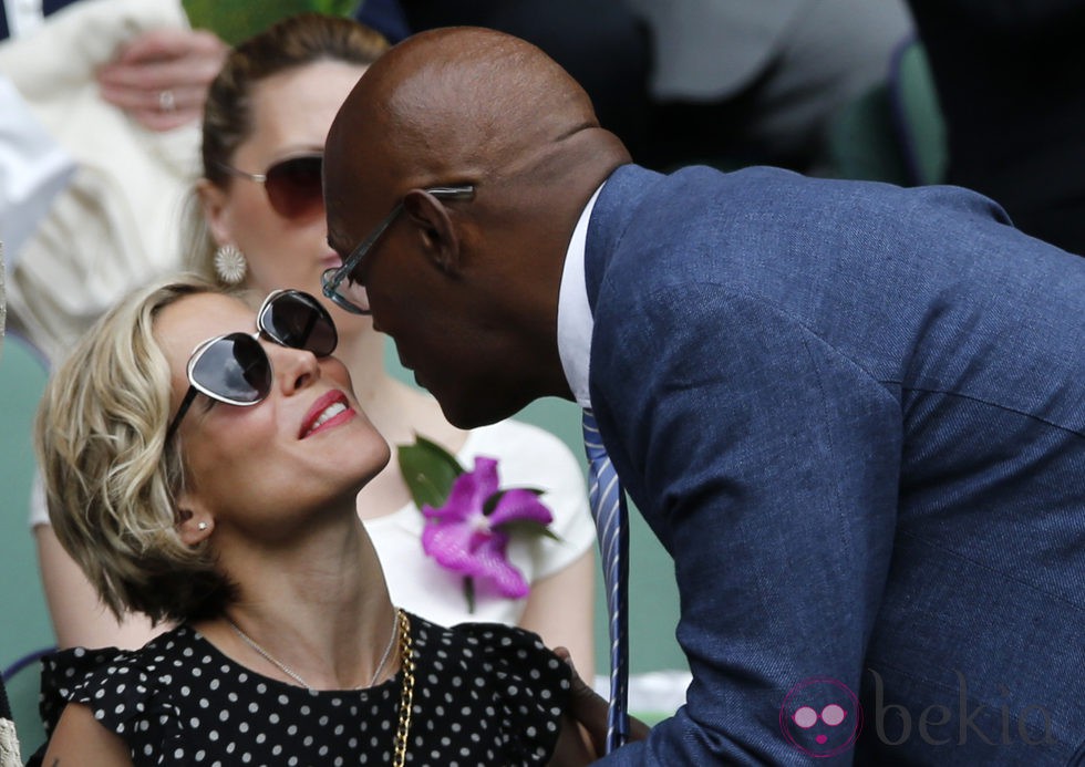 Samuel L. Jackson saluda a Elsa Pataky en la final de Wimbledon 2014