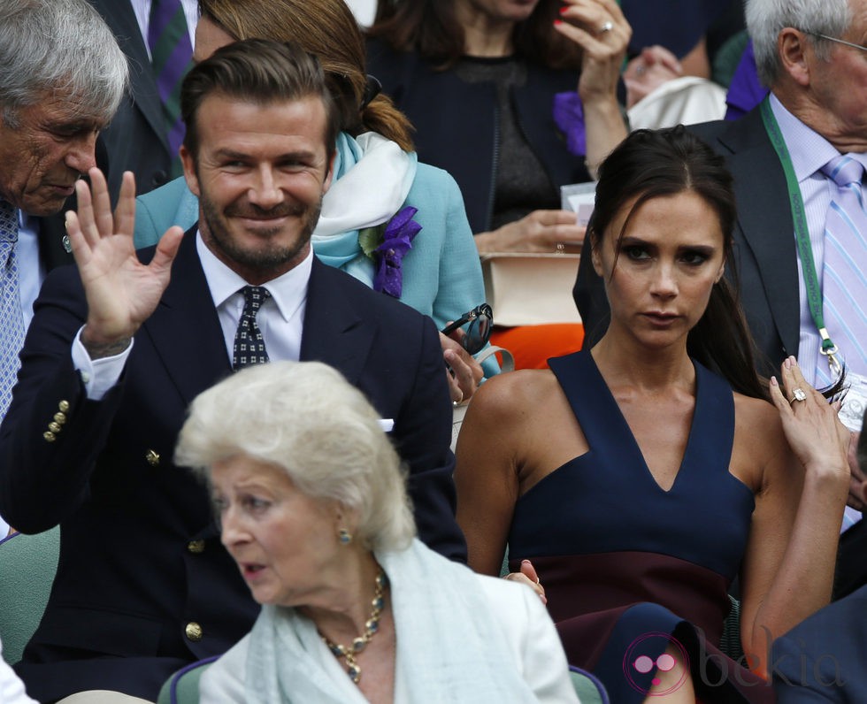 David y Victoria Beckham en la final masculina de Wimbledon 2014