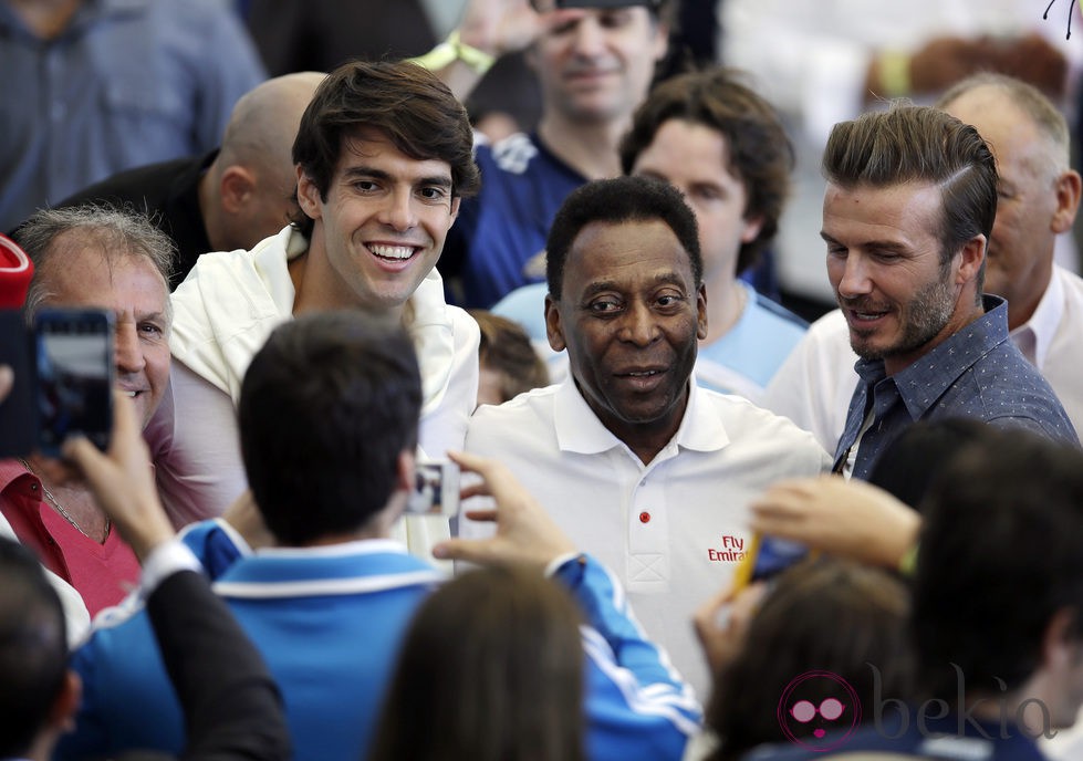 Zico, Kaká, Pelé y David Beckham en la final del Mundial 2014