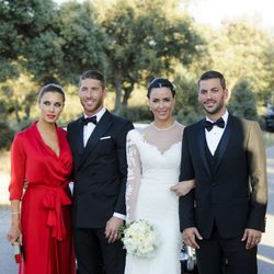 René Ramos y Vania Millán el día de su boda con Pilar Rubio y Sergio Ramos