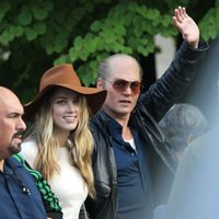 Johnny Depp y Amber Heard en el rodaje de 'Black Mass'