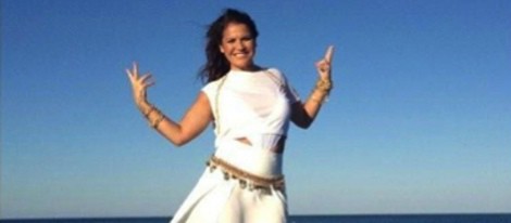 Katia Aveiro durante la grabación de un videoclip en El Algarve