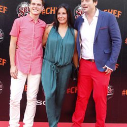 Los finalistas de 'Masterchef 2', Mateo, Vicky y Cristóbal, en el estreno de '#Chef' en Madrid