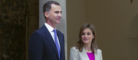 Los Reyes Felipe y Letizia en la recepción a los Cuerpos de Seguridad que estuvieron en la proclamación de Felipe VI